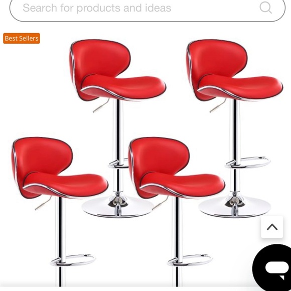 Contemporary Red Adjustable Bar Stools Set of 4 - Picture 1 of 6